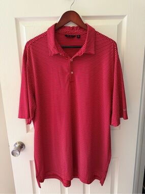 Walter Hagen Red and White Striped Golf Polo